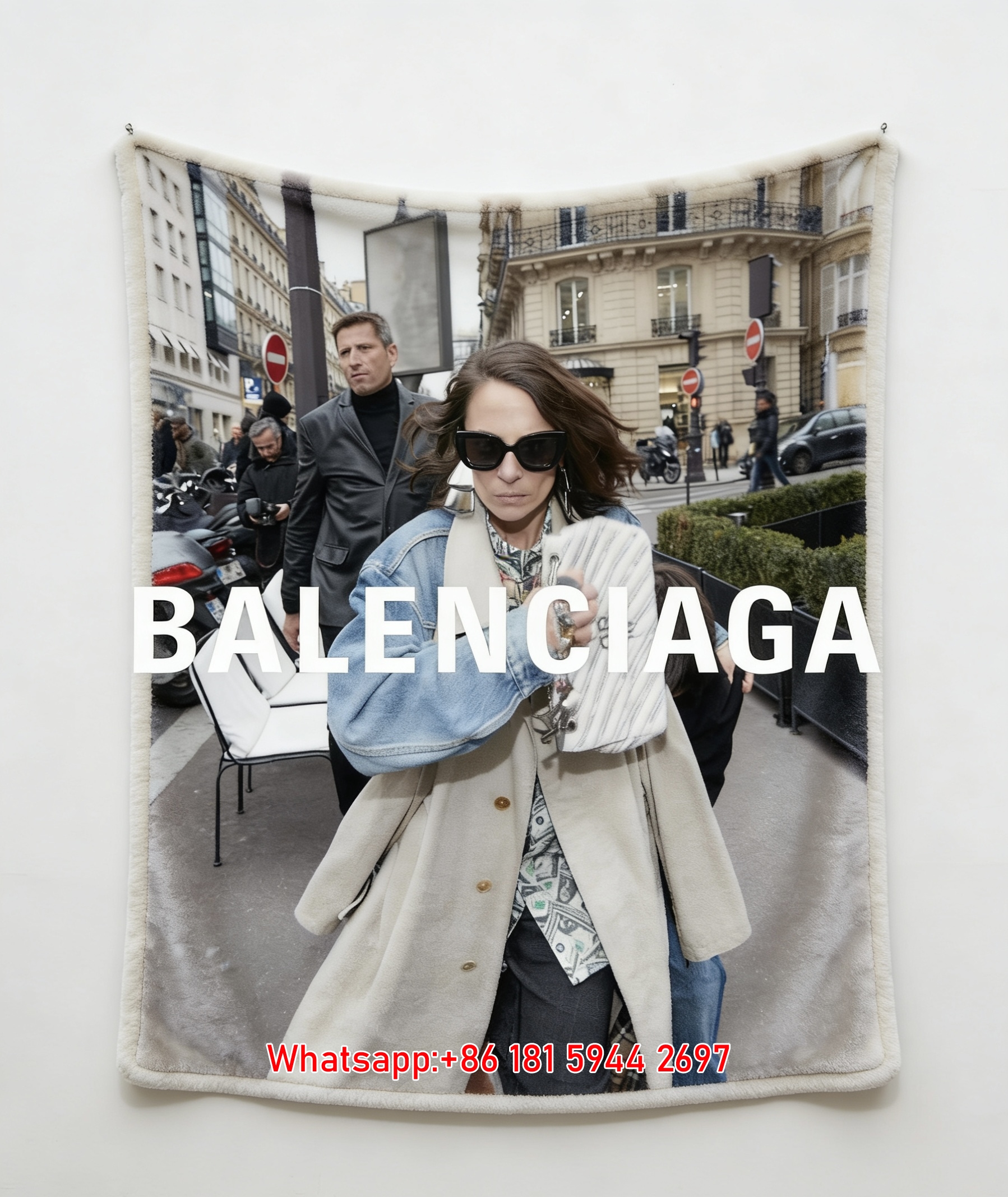 Balenciaga Street Style Print Flannel Throw Blanket for Sofa BA471